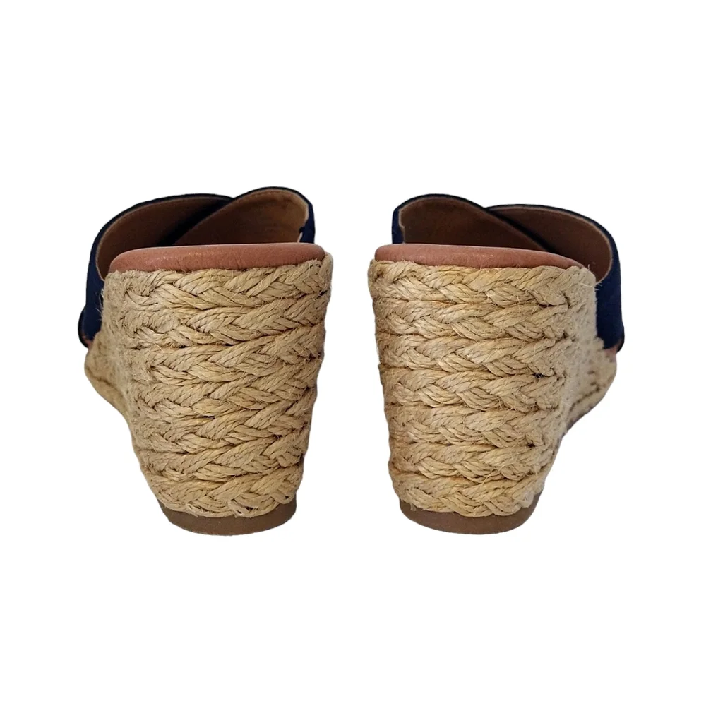 Tommy Bahama Stacey Navy Blue Criss-Cross Fabric Espadrille Wedge Sandals Beachy - Picture 5 of 8